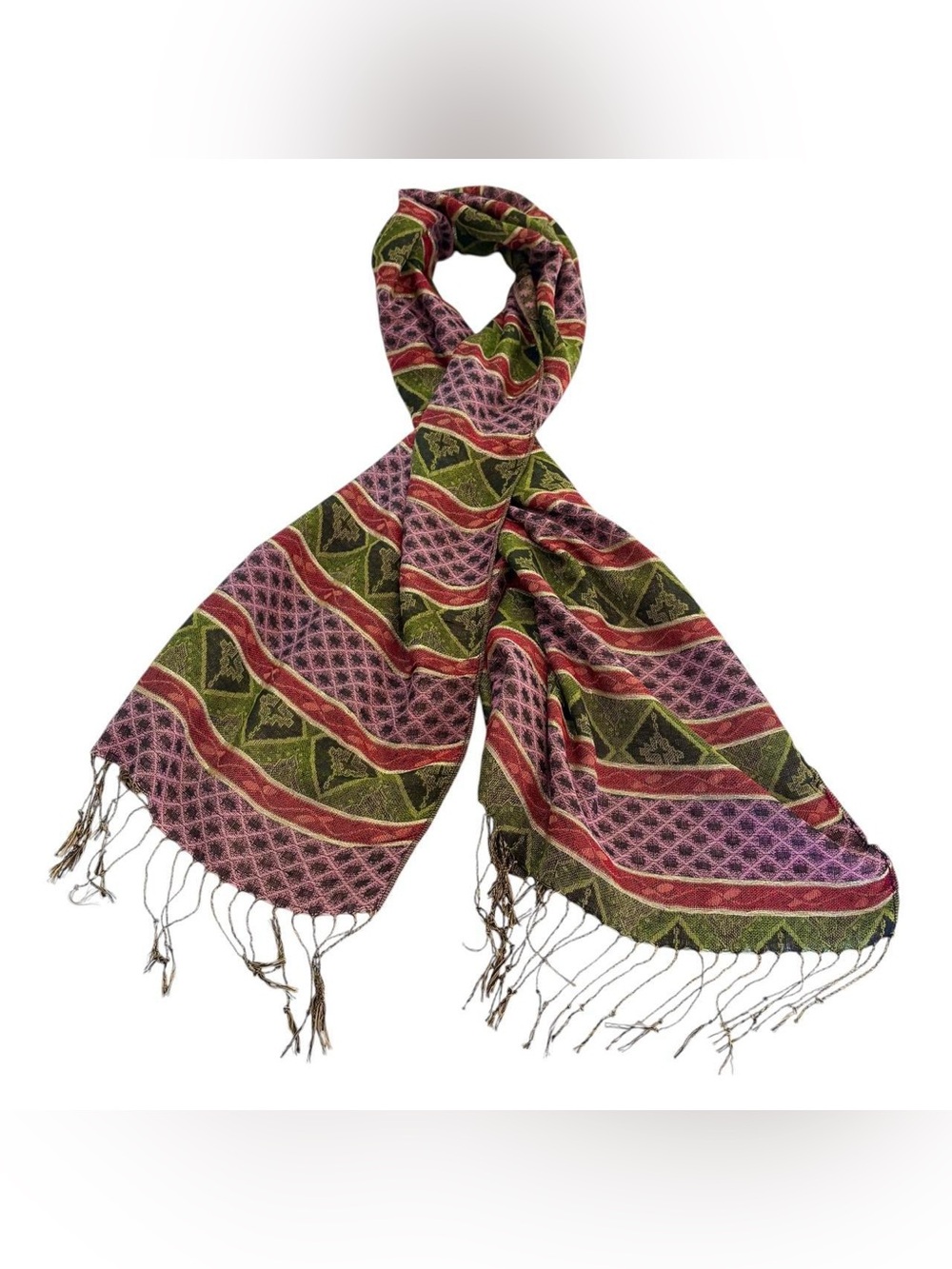 Striped Fringed Scarf